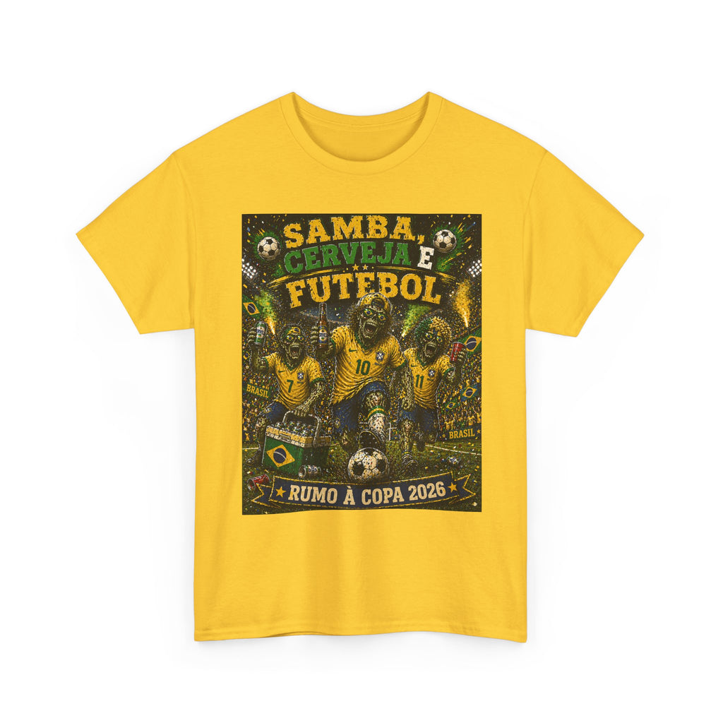 Brazil Soccer T‑Shirt – "Samba, Cerveja e Futebol" World Cup 2026 Fan Tee