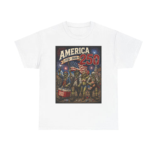 America 250 Patriotic T-Shirt — 1776–2026 Celebration Tee with Flag & Fireworks