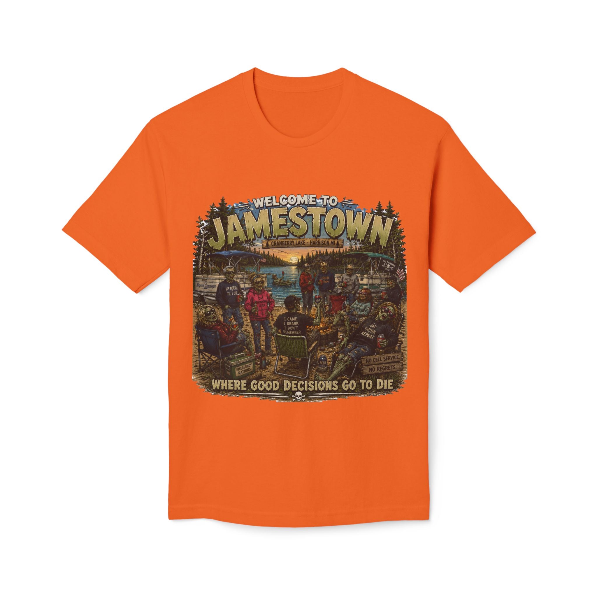 Jamestown Retro Camp T-Shirt — "Welcome to Jamestown: Where Good Decisions Go to Die"