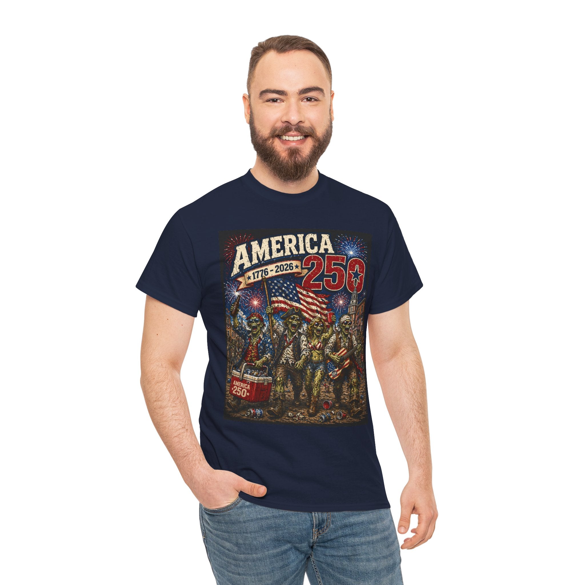 America 250 Patriotic T-Shirt — 1776–2026 Celebration Tee with Flag & Fireworks