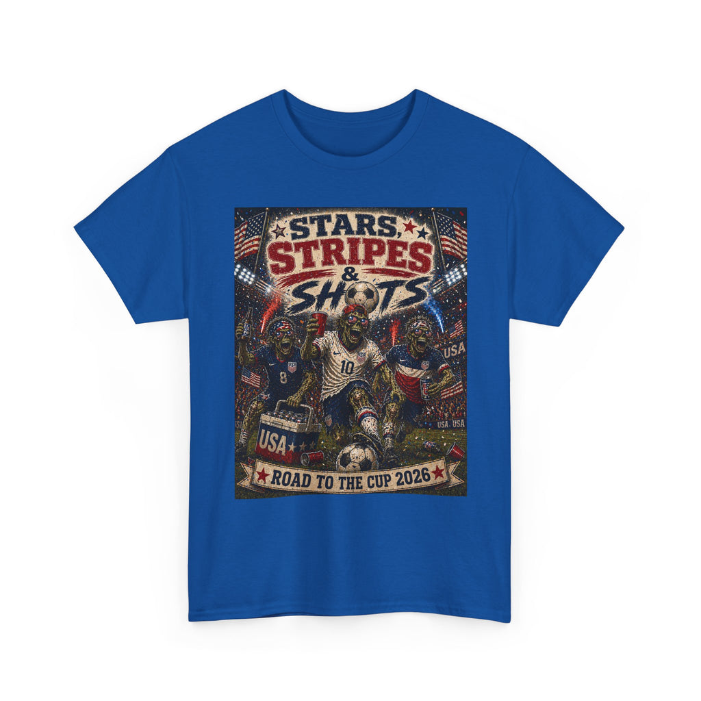 Soccer T-Shirt — "Stars Stripes & Shots: Road to the Cup 2026" USA Fan Tee