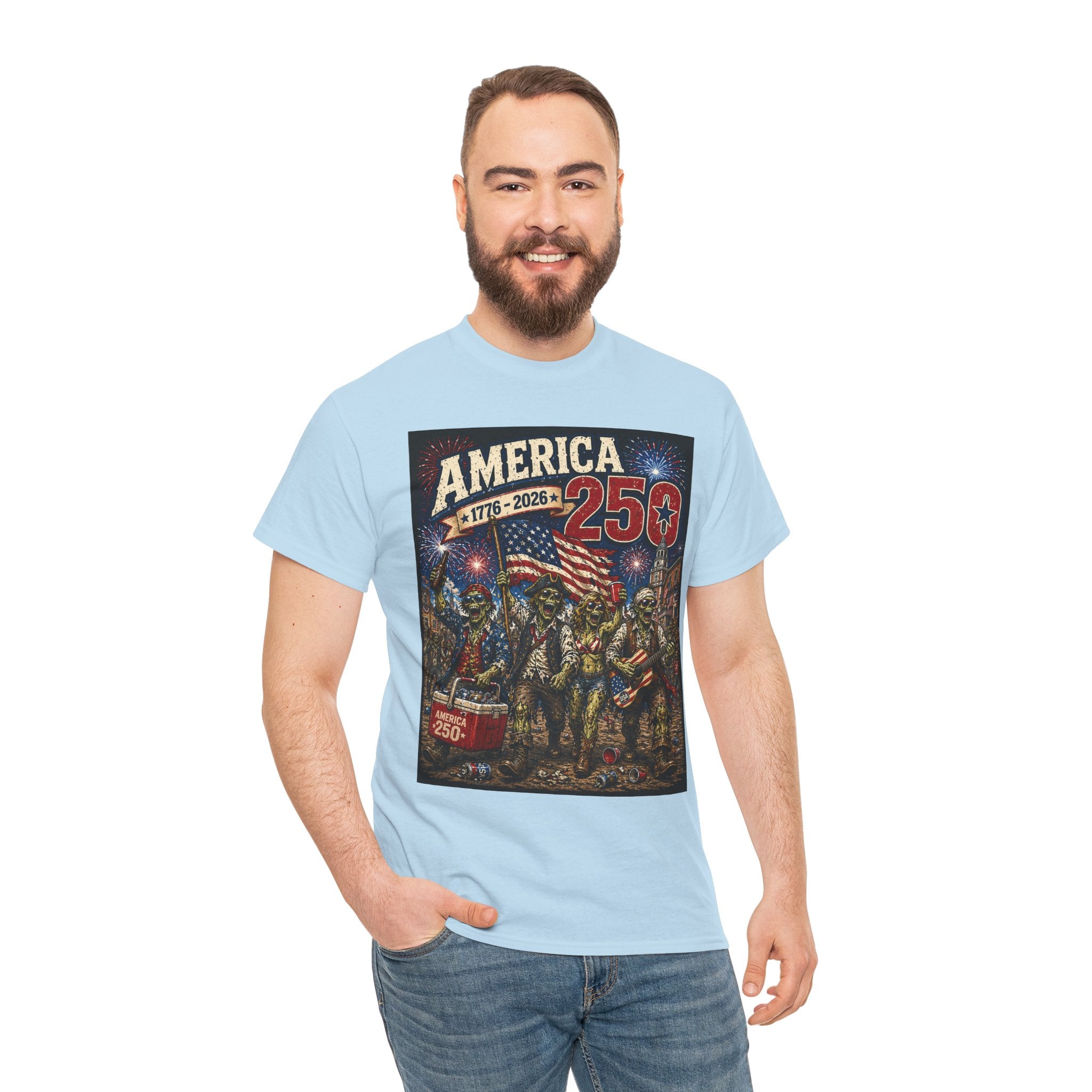 America 250 Patriotic T-Shirt — 1776–2026 Celebration Tee with Flag & Fireworks