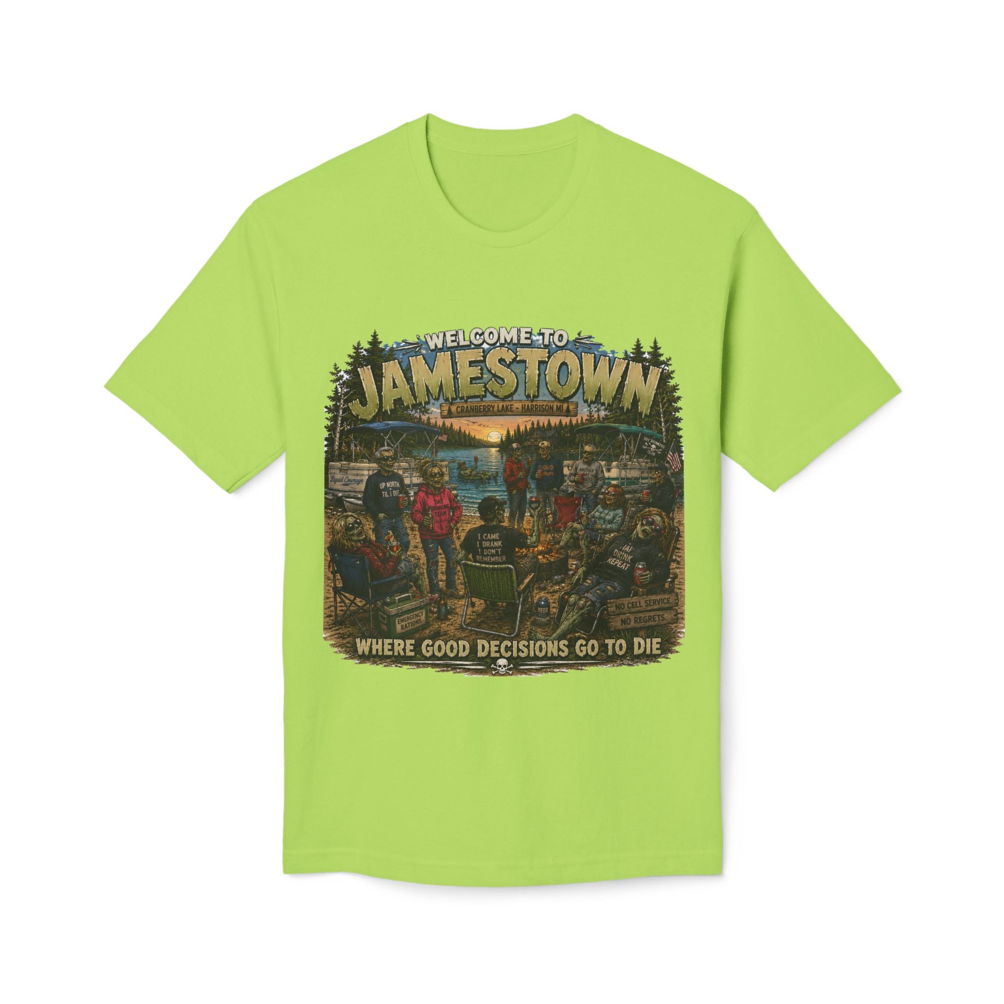 Jamestown Retro Camp T-Shirt — "Welcome to Jamestown: Where Good Decisions Go to Die"