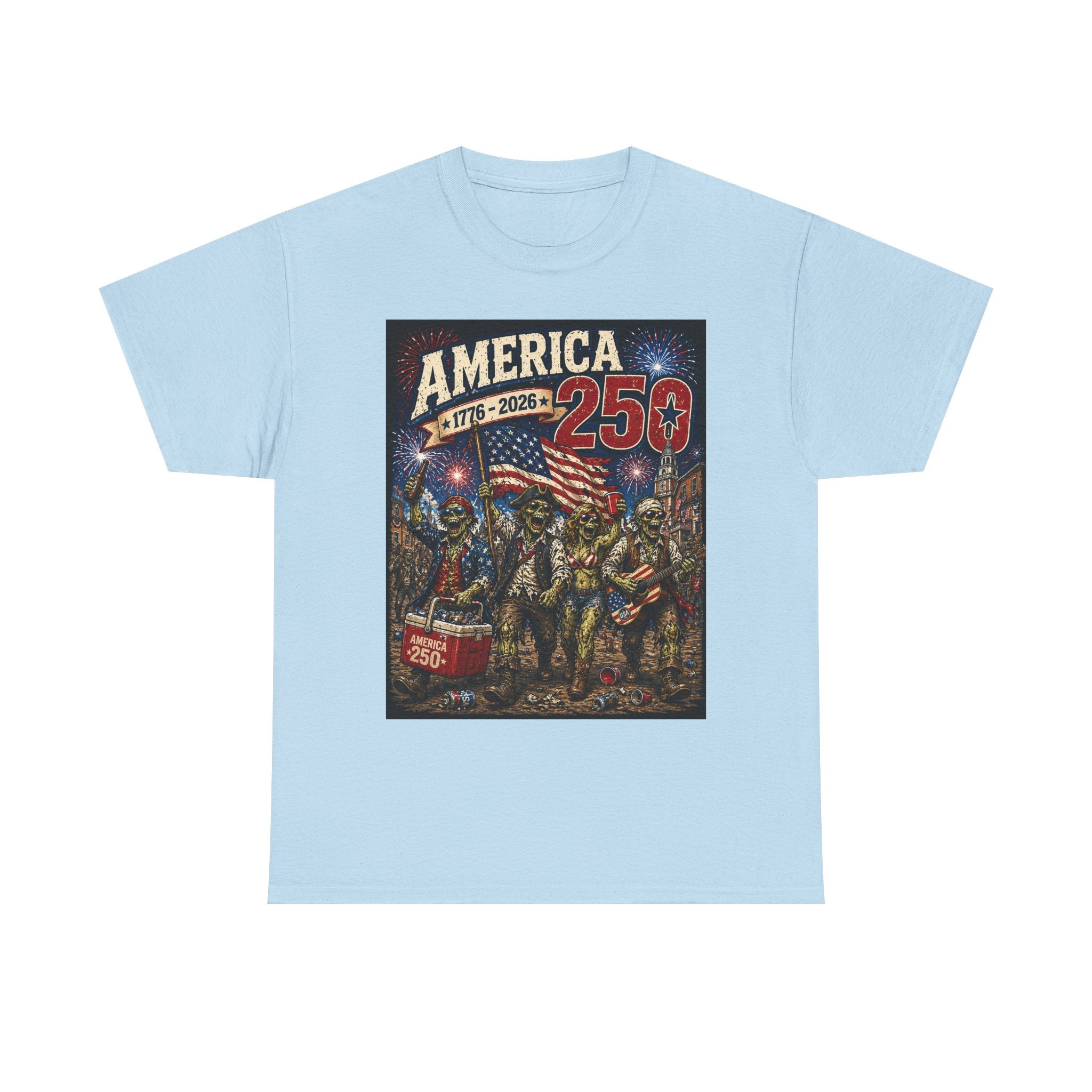America 250 Patriotic T-Shirt — 1776–2026 Celebration Tee with Flag & Fireworks