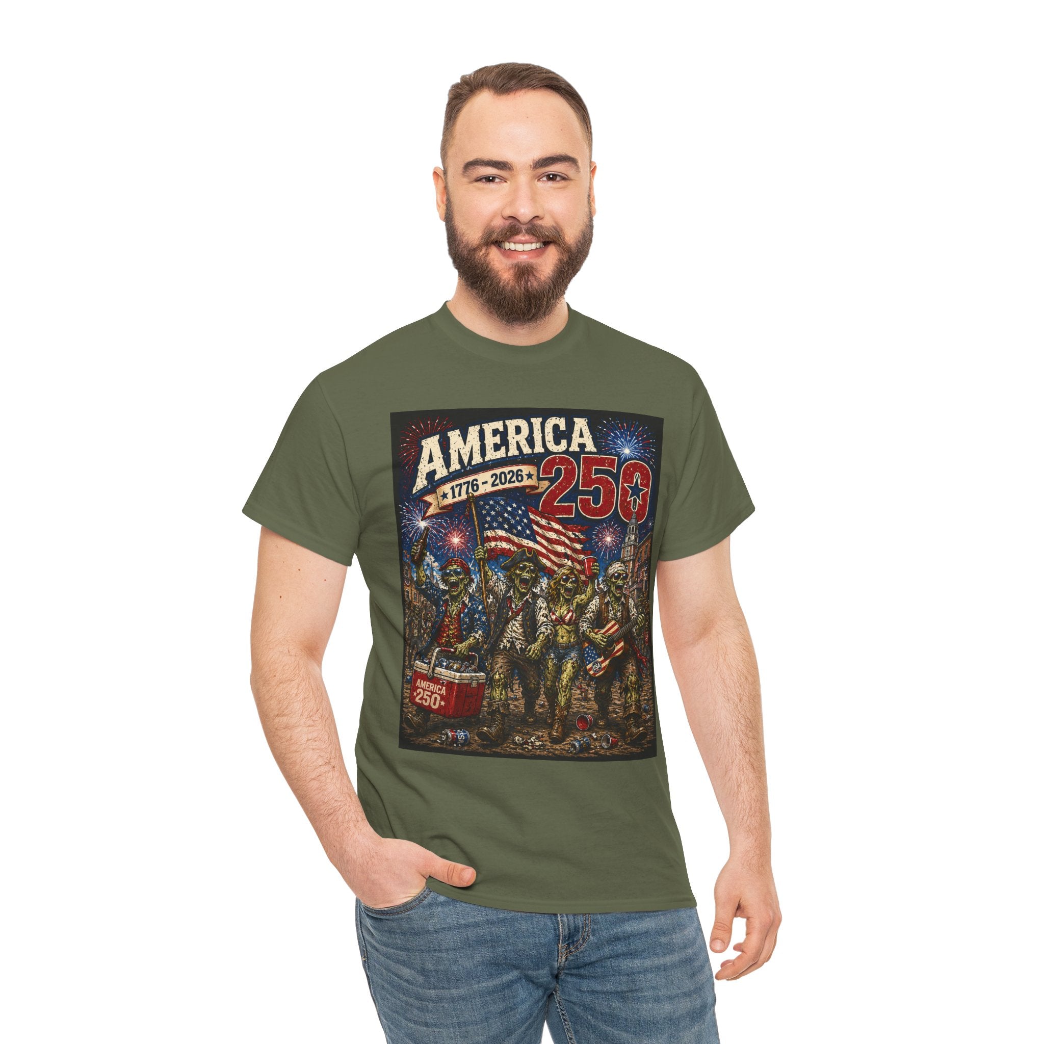America 250 Patriotic T-Shirt — 1776–2026 Celebration Tee with Flag & Fireworks